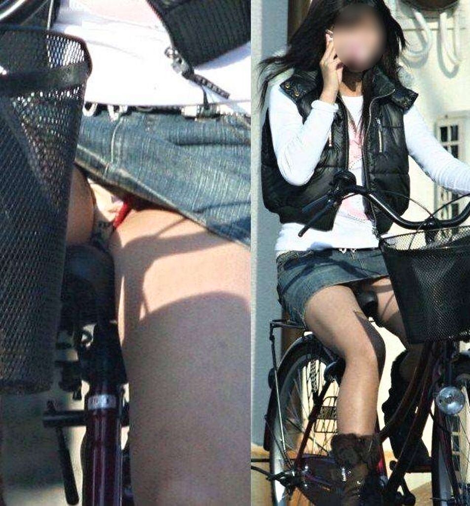 自転車乗ってるミニスカの子は絶対わざとパンツ見せている015