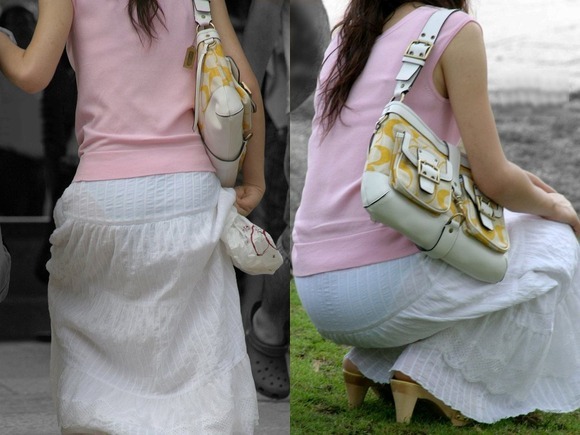 【盗撮エロ画像】スカートからパンツが透けてる美女たちを後ろから撮影したったｗｗｗ004
