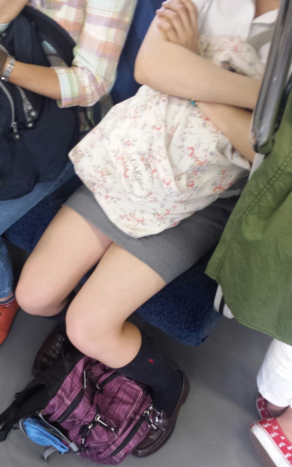 電車内のJKの生足を盗撮したエロ画像005