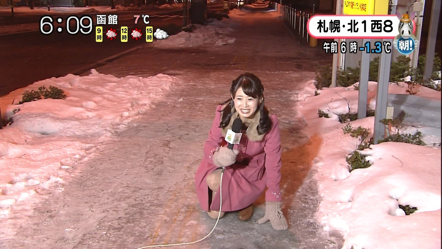 北海道の大家彩香アナが凍結路で転倒し開脚パンチラ※gif動画あり023