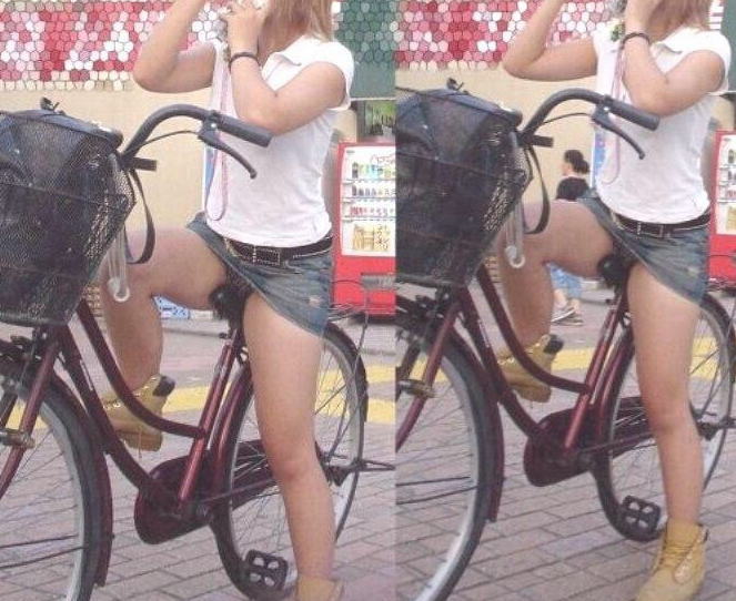 自転車乗ってる女性を見たら確認してみよう！意外とちらっしゃいませｗｗｗ016