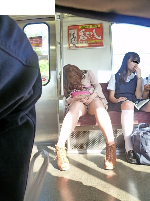電車内でミニスカ女子がいたら急いで対面に座りたい027