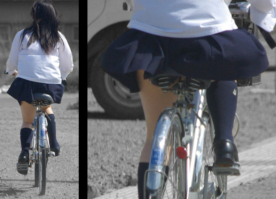 青春真っ盛りなもぎたて女子高生の自転車パンチラをアホ面で盗撮したったｗ (20枚)015