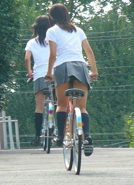 青春真っ盛りな女子高生の自転車パンチラをアホ面で盗撮したったpart3 (22枚)011