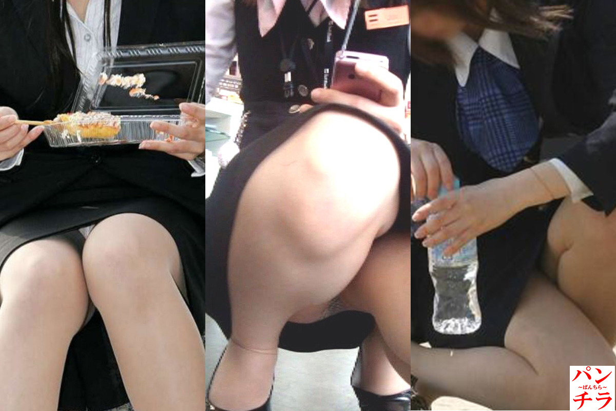 olの街撮り盗撮パンチラ画像！しゃがんでいるときに見えるパンツが多いのね♡067
