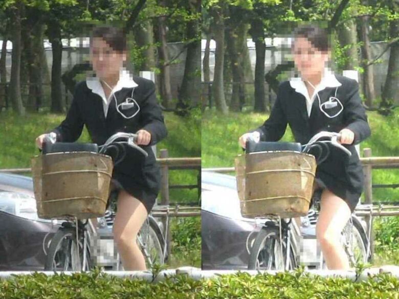 OL 自転車パンチラ画像!生々しくてリアルなパンツをまとめてみたぜ!!009