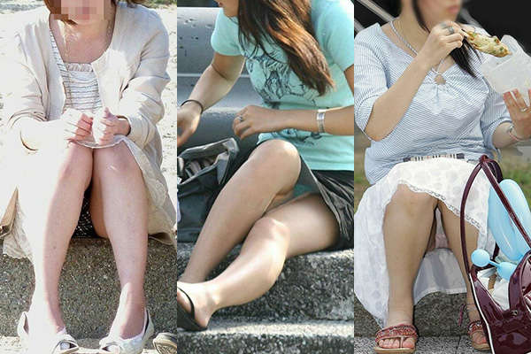 座り パンチラ画像!ぱんちらの定番と言えばこれっしょ❤️正面から見えるパンツがたまりませんな😍001