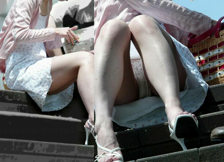 座り パンチラ画像!ぱんちらの定番と言えばこれっしょ❤️正面から見えるパンツがたまりませんな😍040