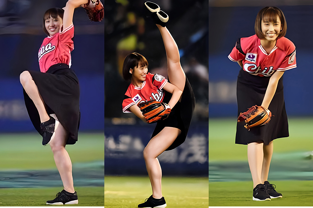 岡田サリオ パンチラがエロいI字開脚始球式!見えてもいいパンツだと分かっても興奮しちゃうぜ(*゜∀゜)=3010