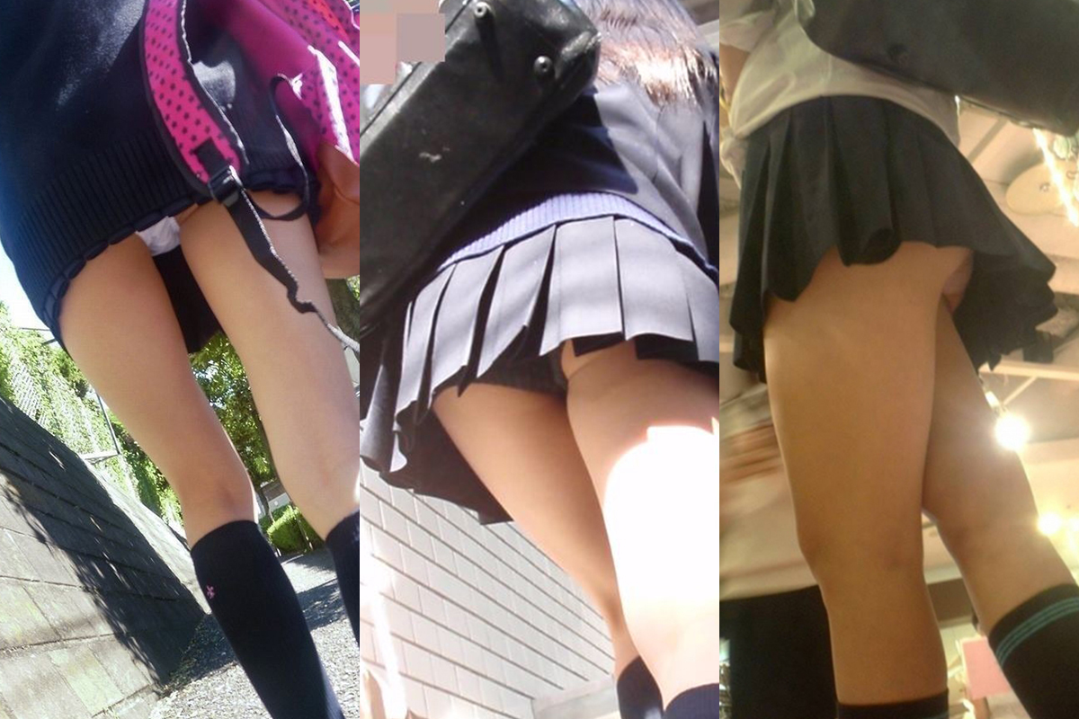 後ろからのパンチラにフォーカスしたエッチなJKパンツのエロ画像33枚033枚目