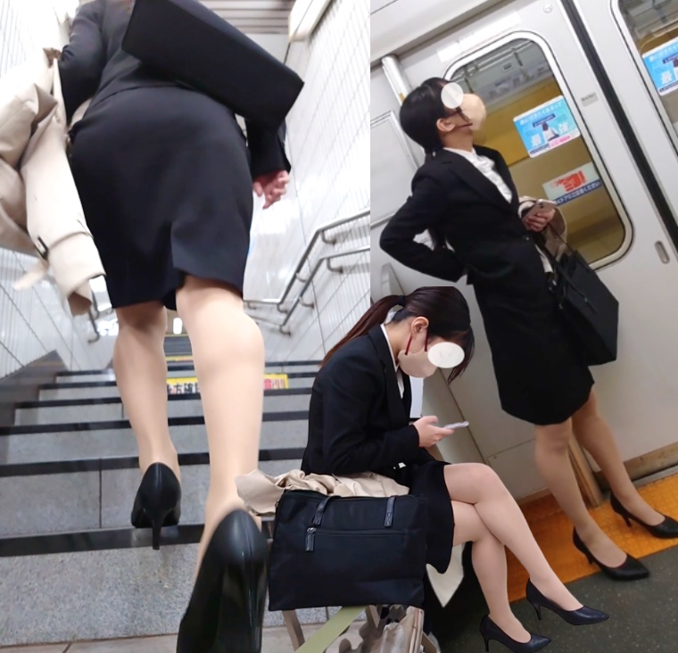 駅に向かうOLのエスカレーター盗撮風パンチラだぜ!逆さ撮りしたらなんと…サテンでした♡001