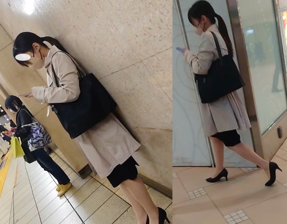 駅に向かうOLのエスカレーター盗撮風パンチラだぜ!逆さ撮りしたらなんと…サテンでした♡002