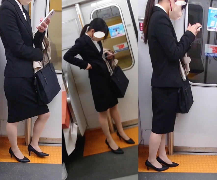 駅に向かうOLのエスカレーター盗撮風パンチラだぜ!逆さ撮りしたらなんと…サテンでした♡003