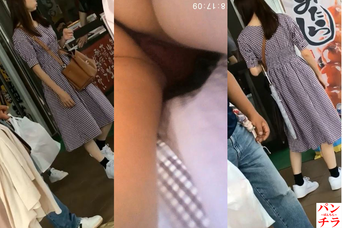 若ママさん2名♡逆さ撮り盗撮パンチラ動画！スカートの中は予想を裏切るパープル系のTバック😮【Pcolle】008
