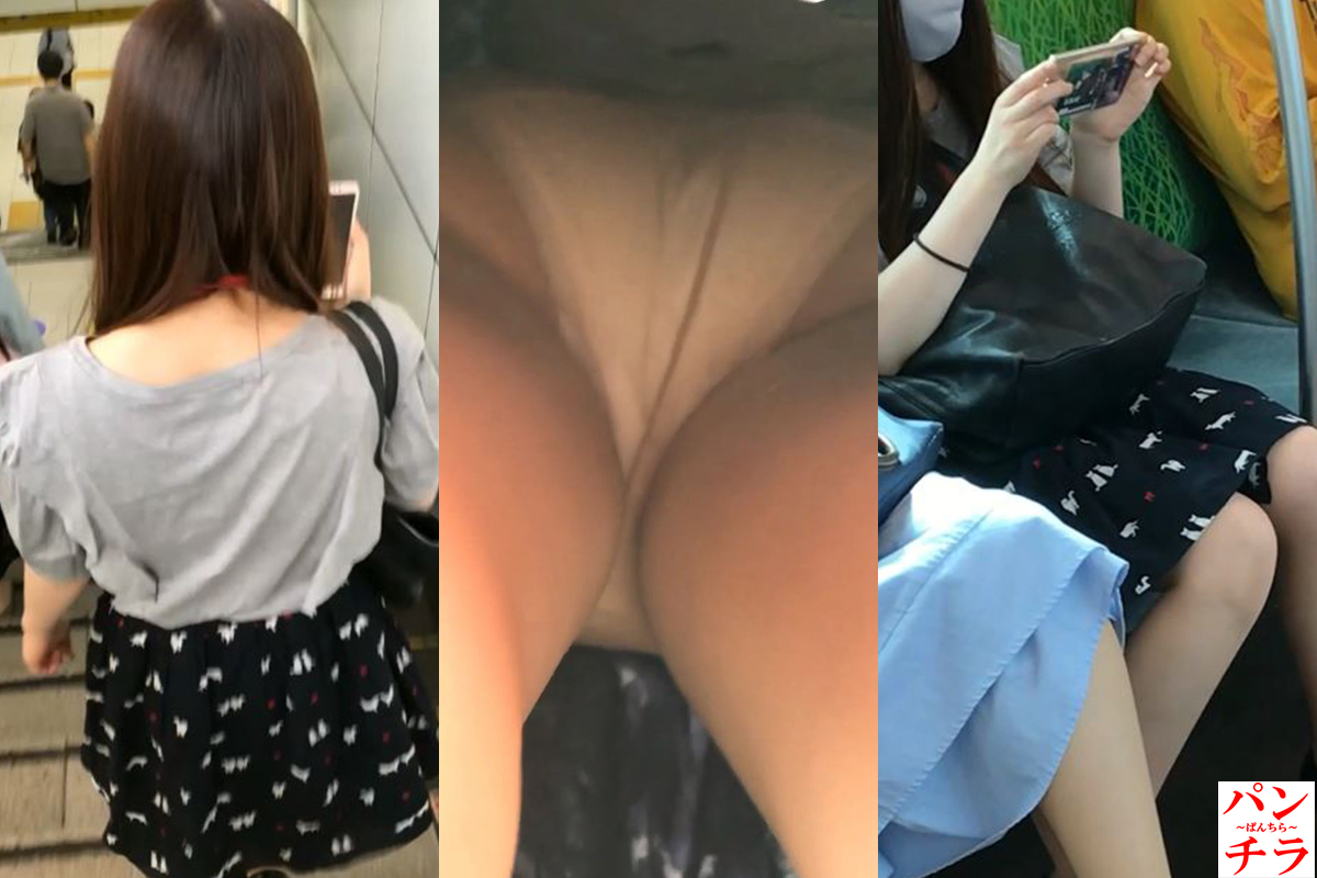 黒系フレアミニスカートのお姉さんパンチラ動画！パンスト越しの純白パンティがバッチリがバッチリだぜ!!【Pcolle】008