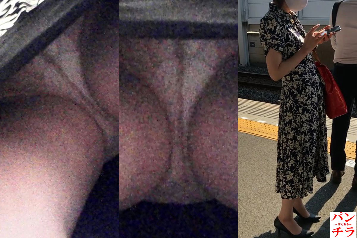 花柄ロングワンピ お姉さん盗撮パンチラ！ちょっと荒い映像だけど…パンストに白のパンティでした♡【Pcolle】003