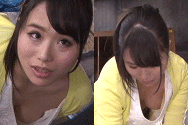 ノーブラ主婦 エロGIF画像18枚！掃除中に胸チラアピールするエッチな奥さん 性欲たまりすぎで大開放♪018枚目