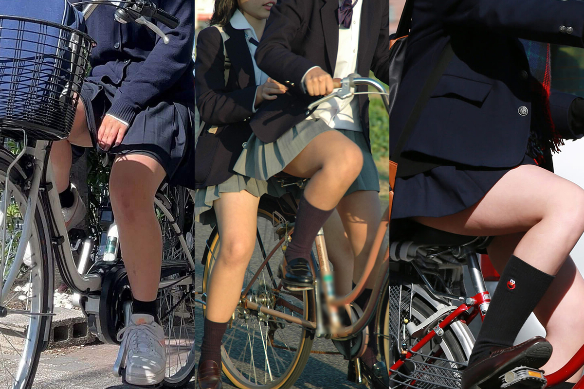 自転車&ミニスカで通学してるJKの画像♡令和編っす！パンチラしそうなアングルと太ももがイイネ!!013枚目