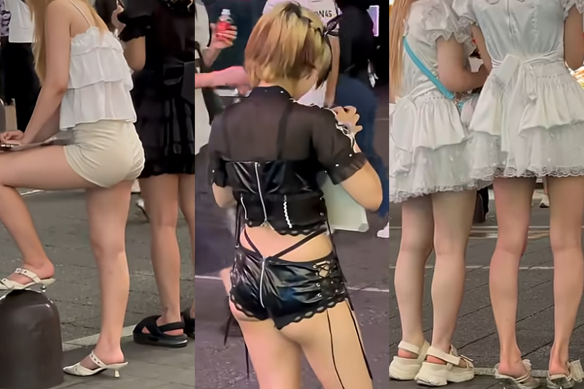 客引き女子 お尻がエロい動画だぜ！コンカフェやメイドカフェ キャストのスカートの目がいっちゃいます♡001