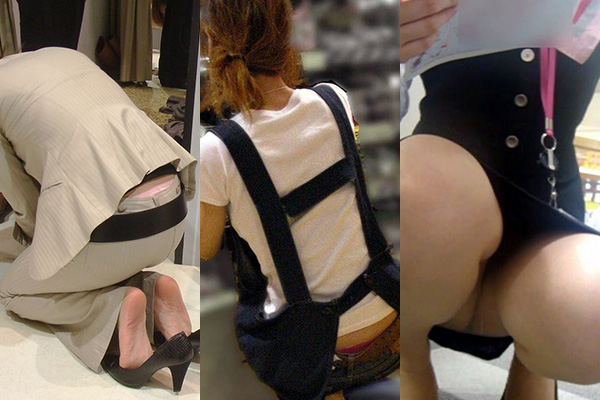 ハミパンや食い込み お尻がエッチな店員の盗撮パンチラエロ画像54枚001枚目