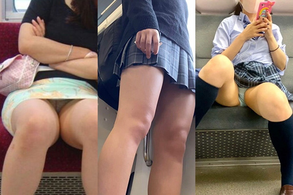 電車パンチラ動画像251枚!エロい盗撮JK・素人対面女子のミニスカパンツに太もも 生足がエロくて抜ける!!006枚目
