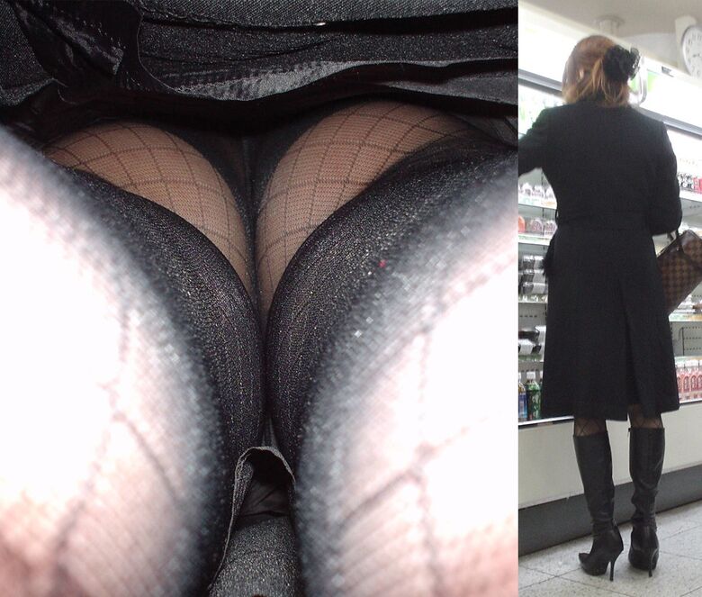 黒タイツの逆さ撮り盗撮パンチラ画像!この時期にしか見れない冬仕様のパンツを集めました♡003枚目