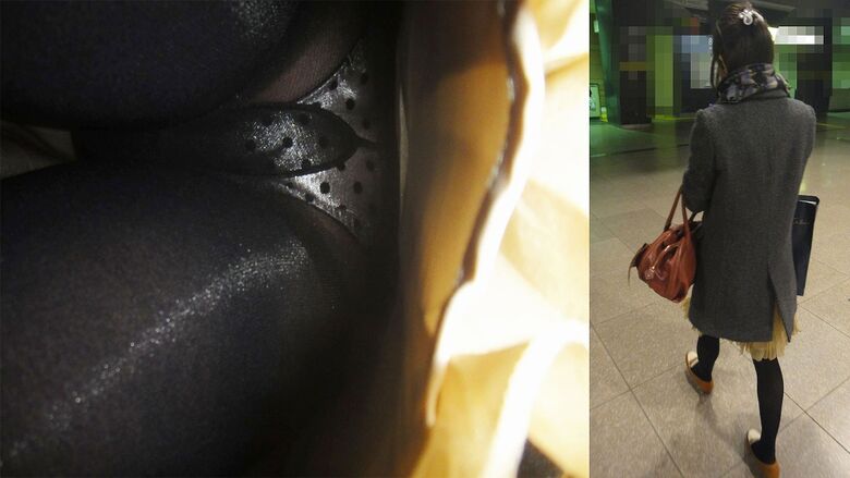 黒タイツの逆さ撮り盗撮パンチラ画像!この時期にしか見れない冬仕様のパンツを集めました♡009枚目