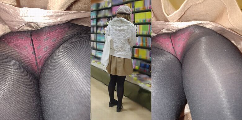 黒タイツの逆さ撮り盗撮パンチラ画像!この時期にしか見れない冬仕様のパンツを集めました♡010枚目