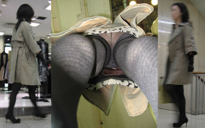 黒タイツの逆さ撮り盗撮パンチラ画像!この時期にしか見れない冬仕様のパンツを集めました♡013枚目