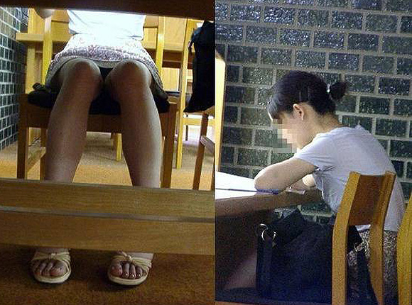 図書館 パンチラ盗撮画像！無音の中でパンツにご対面♡ずっと眺めておきたくなるぜ!!016