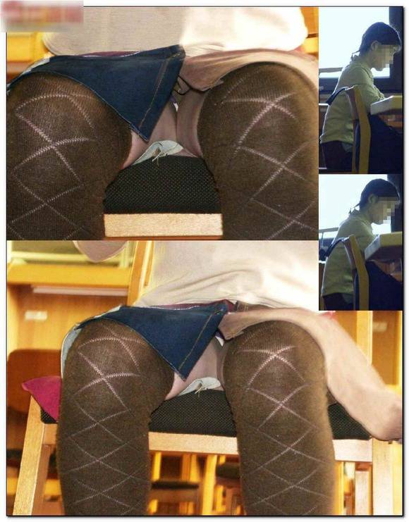 図書館 パンチラ盗撮画像！無音の中でパンツにご対面♡ずっと眺めておきたくなるぜ!!022