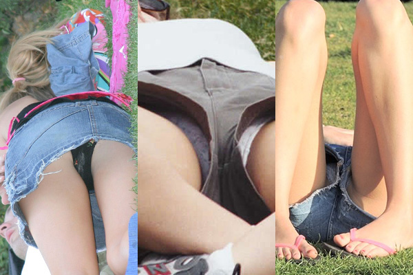 寝転がりパンチラ画像001