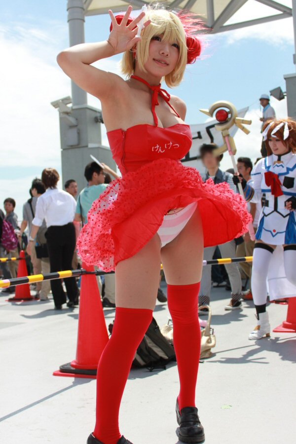 コスプレイヤー 風パンチラ!自然の奇跡に感謝するぜ!!010