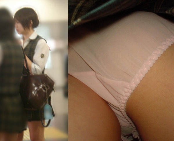 逆さ撮りの盗撮パンチラ画像!服装からして夏~秋あたりかな?って思うけど、【姿付き】でガッツリ用意しました!009枚目