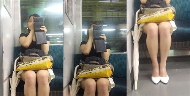 ol 電車盗撮パンチラ画像！対面から見えちゃってパンツがエロくて抜けちゃいます♡024