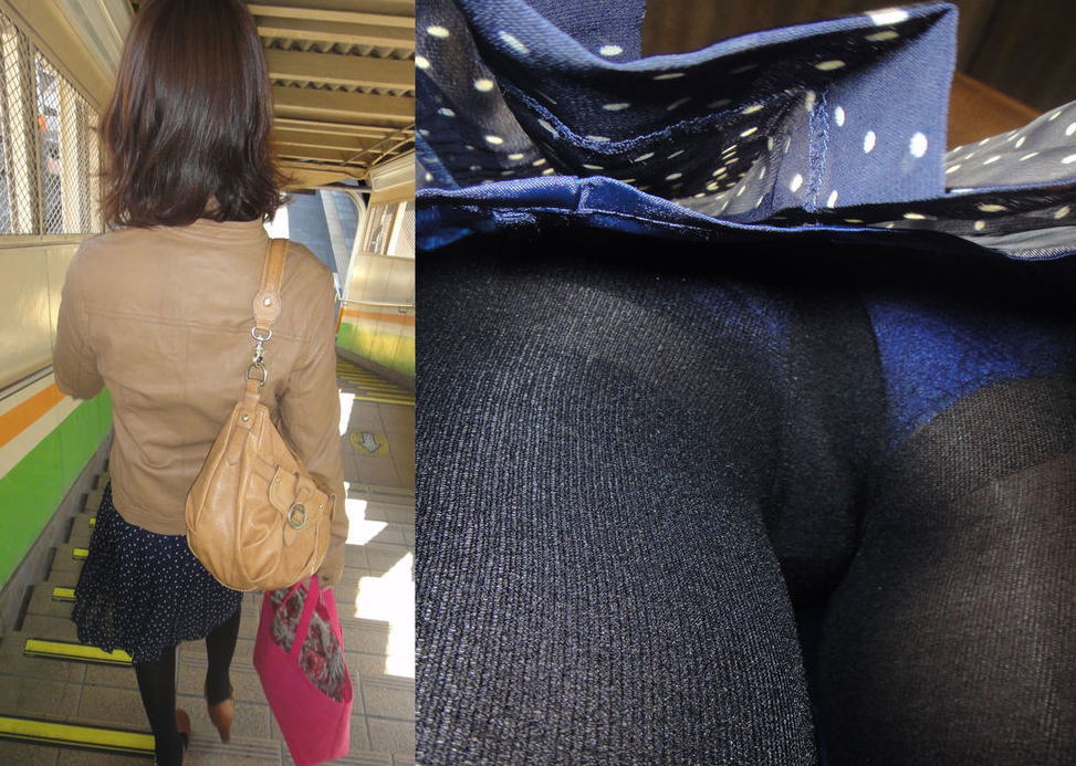冬服の逆さ撮り盗撮パンチラ画像！タイツ越しに見えるパンツに大興奮♡【35枚】024枚目