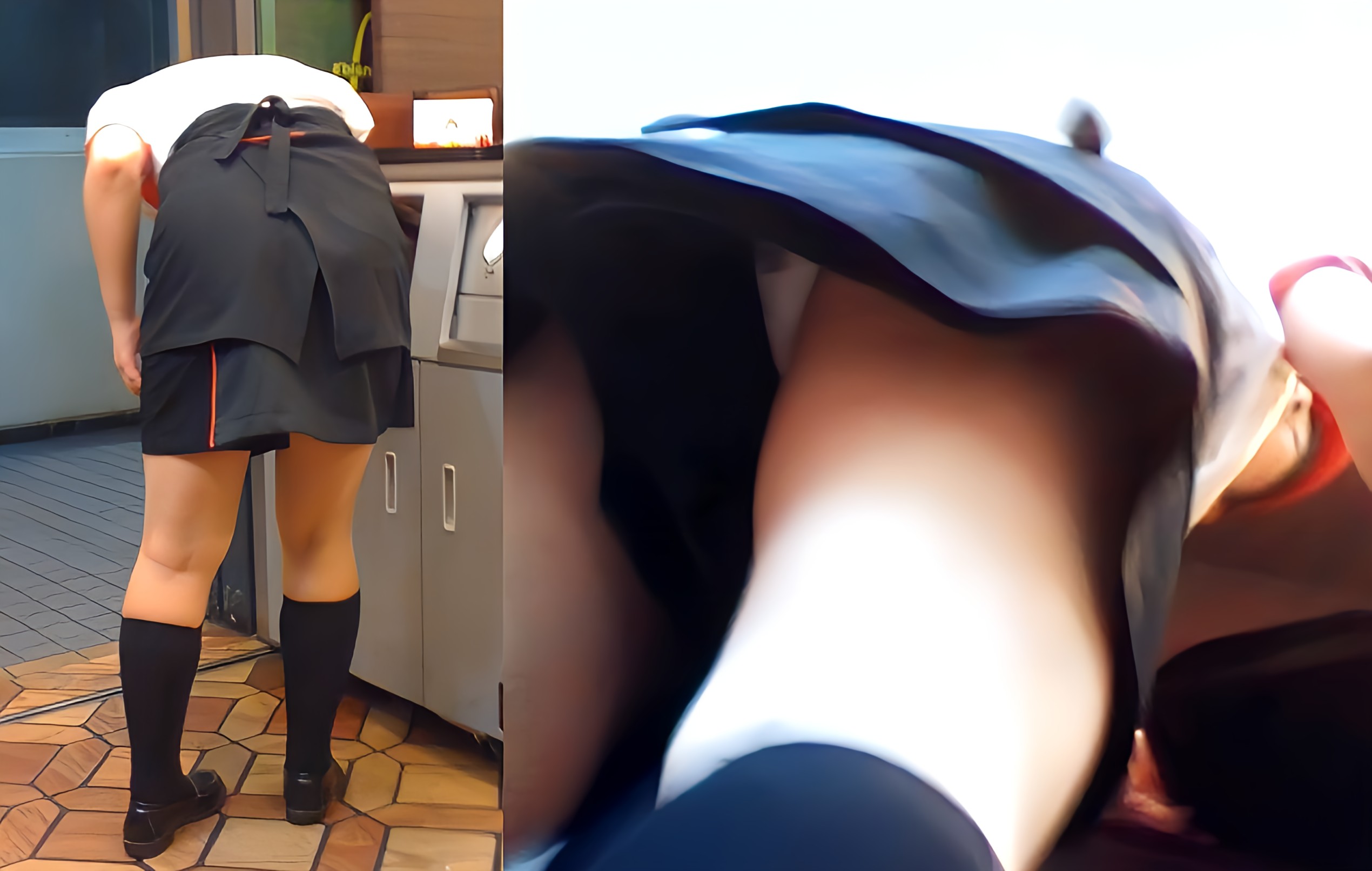 ファミレス店員のパンチラを高画質化してみました♡003