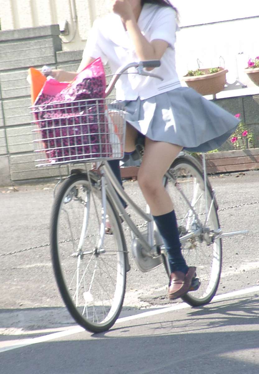 青春真っ盛りな女子高生の自転車パンチラをアホ面で盗撮したったpart2 (25枚)008