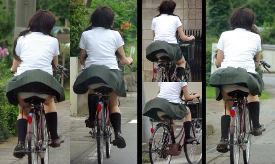青春真っ盛りな女子高生の自転車パンチラをアホ面で盗撮したったpart3 (22枚)006